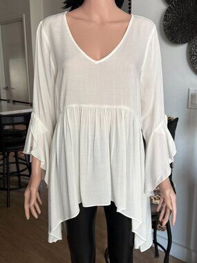 CUPIO Fluid & Flowy Effortless Throw-on Top | Rock n' Roll Boho Vibe | M | NWT
